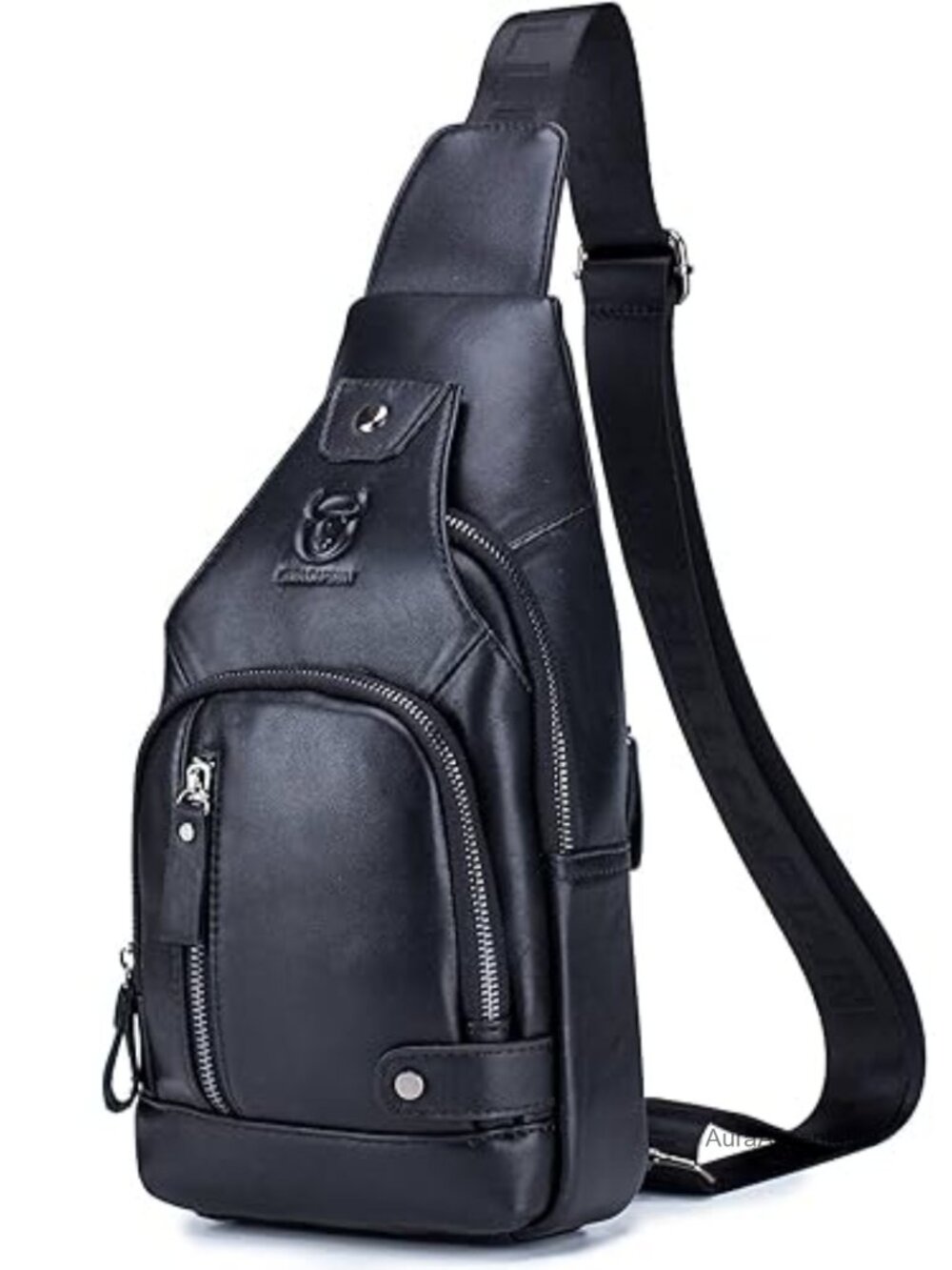 Genuine Leather Sling Bag Crossbody USB Charging Casual Daypack Travel